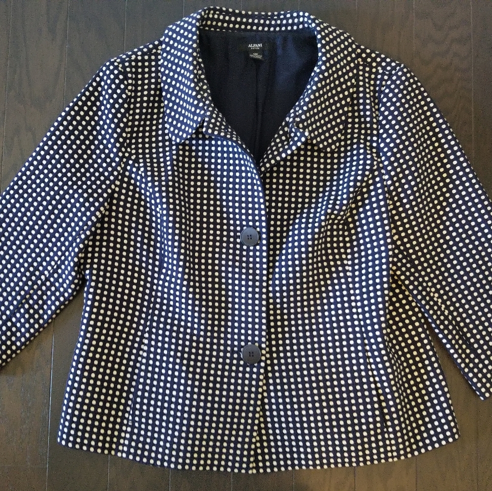 Alfani Blue/White Polka Dot Blazer - 14P